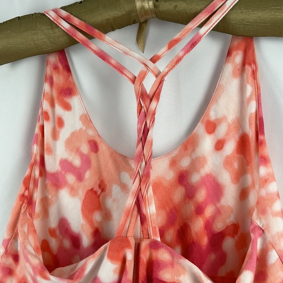 Patagonia Folly Beach Maxi Dress pink & peach tie dye print shelf bra Medium - Picture 7 of 10